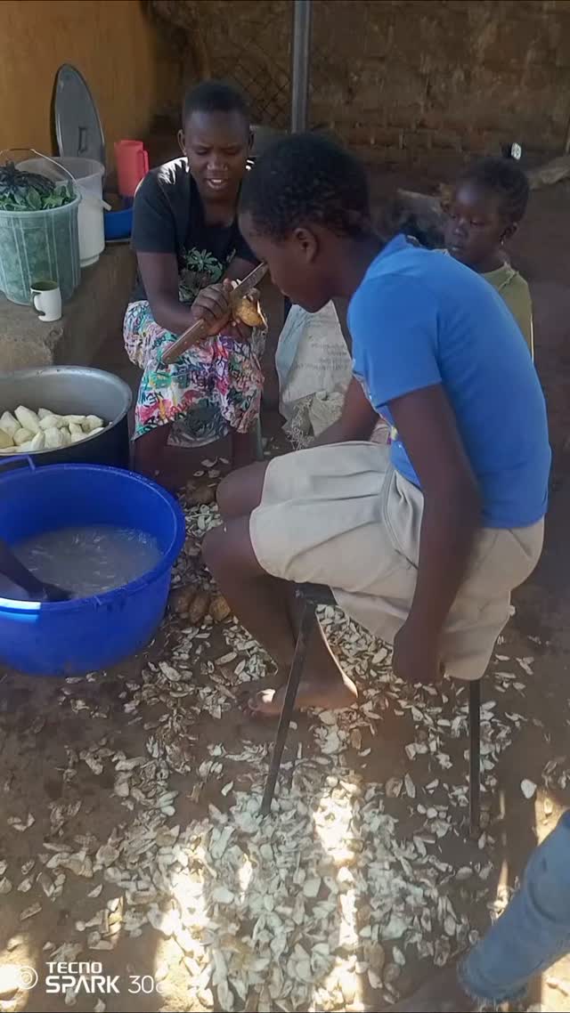 A little teamwork before lunch! Our children are helping peel sweet potatoes as we prepare…